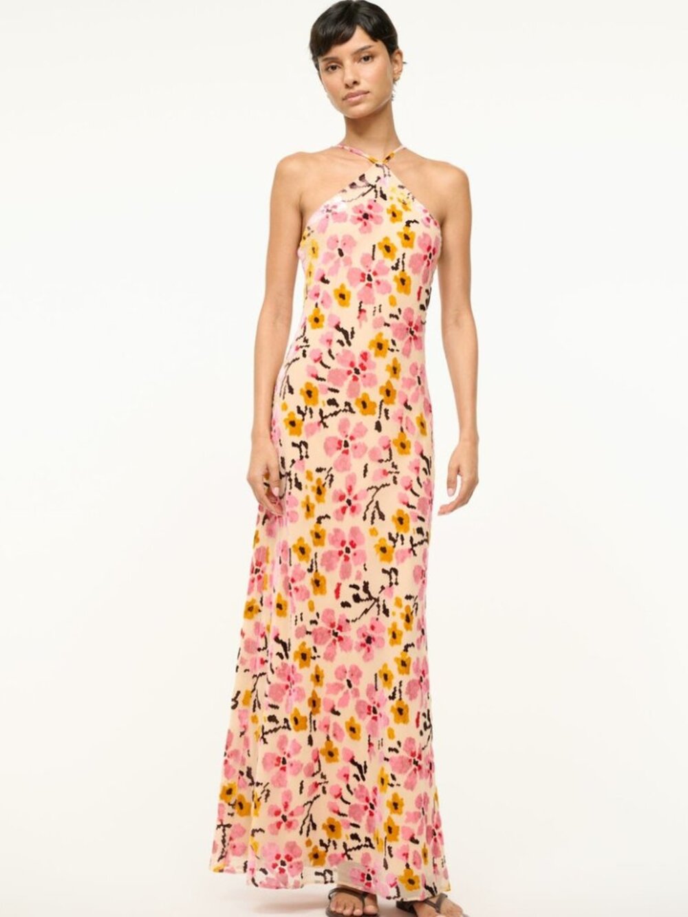 STAUD Pink & Yellow Floral Halter Maxi Dress - Picture 2 of 12